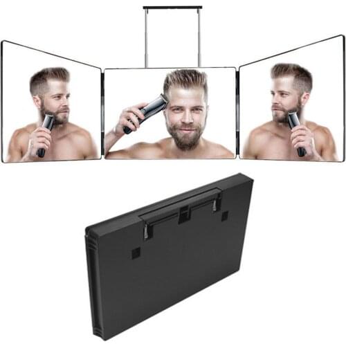 3 Way Mirror Makeup Mirror Retractable Hanging Folding Shaving Hairdressing Mirror Three-sided Styling DIY Make Up Mirrors