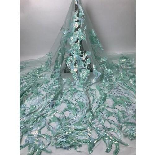 Beautiful big leaf sequined tulle embroidery, African lace fabric, Nigerian style lace, suitable for ladies fashion skirts