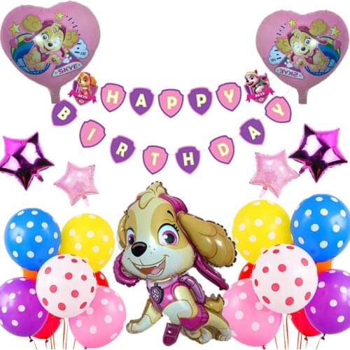 Paw Patrol Birthday Ballons Kids Toys Girls Ballon Figures Patrulla Canina Skye Model Children Party Balloon Deco Gifts Set