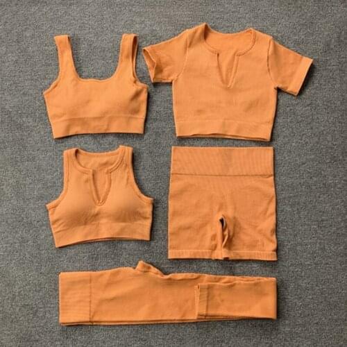 Womens Sportswear Yoga Set Workout Clothes Athletic Wear Sports Gym Legging Seamless Fitness Bra Crop Top Long Sleeve Yoga Suit