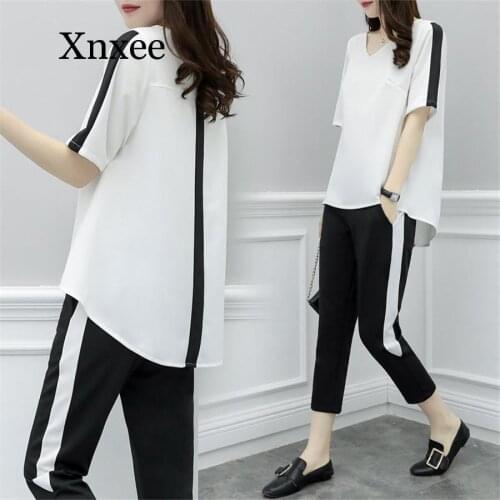 Womens Outfits Summer Striped Pants Suits and Top Tracksuit Sportswear Fitness Co-ord Set Clothing sport wear gym black white