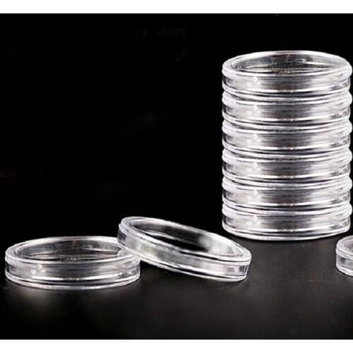 10Pcs/Set 23mm Coin Cases Capsules Holder Applied Clear Portable Round Storage Box Storage Coins Transparent Protection