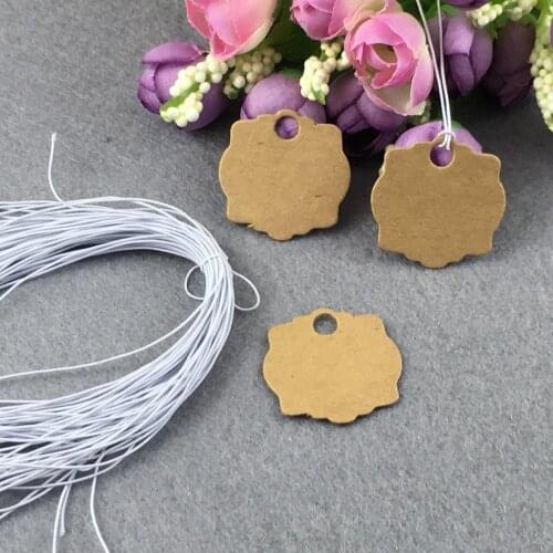 100pcs Small Size Blank Tags+100pcs Strings Simple Style for Weeding Anniversary Souvenir Jewelry Box Gifts Note Label Paper Tag