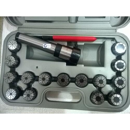 15PCS ER32 collet set with MT4-ER32 Morse taper 4# collet holder M16 drawbar thread and ER32 wrench hook type