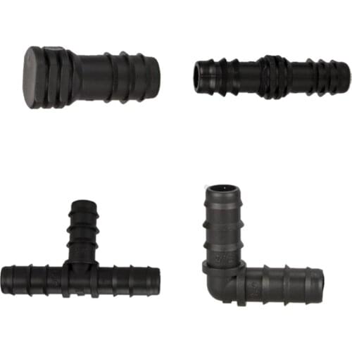 5PCS Four Types 16 20 mm PE Water Pipe Connectors Tee Connector/ End Cap/ Elbow Connector/ Straight Connector