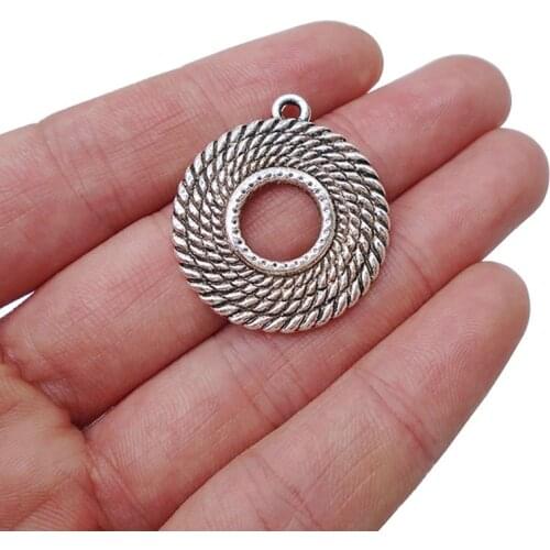 6 x Vintage Metal Hollow Open Round Charms Pendant Beads for DIY Handmade Jewelry Making Findings 27x27mm