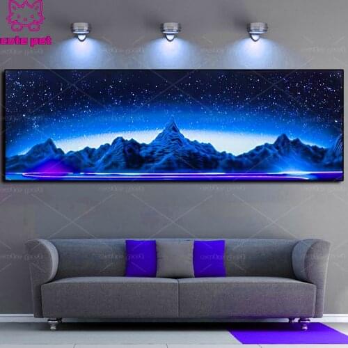 Diamond Painting Starry sky Mountains Full Diamond Embroidery scenery Rhinestones Needlework DIY Mosaic decor Cross Stitch large