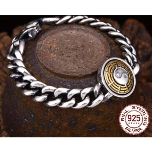 100% Real 925 sterling silver Ethnic Buddhist Heart Sutra Letter Bracelet Bangle Buddha Men Women Bracelet Fine Jewelry Gifts