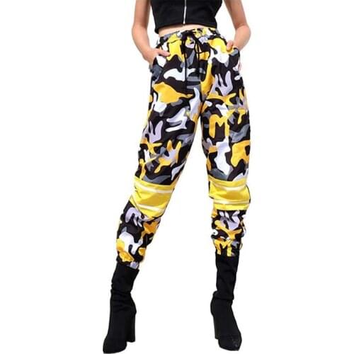 Women Oversized Camo Pants Loose Streetwear Yellow Camouflage Pantalon Pencil Hip Hop Joggers Trousers New Female Harem Pants