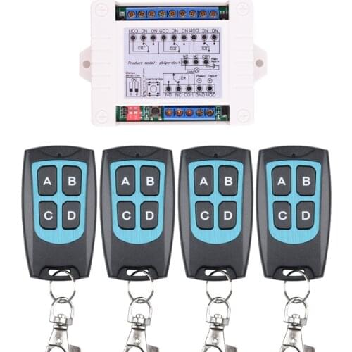 DC12-48V Wide Voltage RF Receiver 10A 4 Channel Wireless Relay Remote Control Switch With 4 Working Way Multifunction Controller
