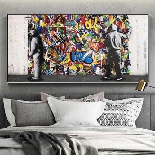 Graffiti Art Painter and Artist Modern Street Wall Pictures Banksy Paintings on The Wall Canvas Posters and Print for Home Decor