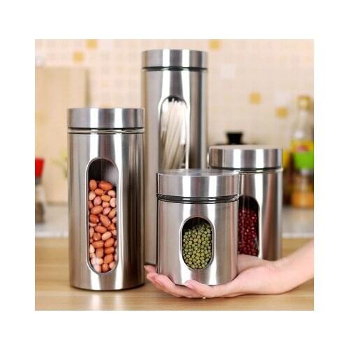 Food storage container stainless steel glass kitchen refrigerator noodle box coarse grain storage tank transparent sealed tank