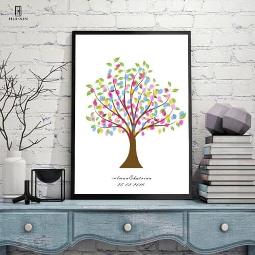 Best Wishes Birthday Souvenir Gifts Simple Cute Sweet Tree Colorful Leaves Guestbook Fingerprint DIY HD Signature Party Decor