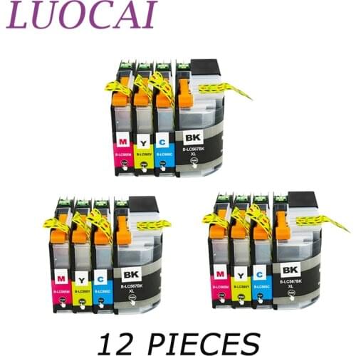 LuoCai 12 pieces LC567 LC565 LC567XLBK LC565XL Compatible ink cartridges For brother MFC- J2310 J2510 J3520 J3720 printers