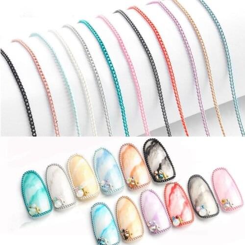 12 Types 50cm Metal Chains 1.5mm Superfine 3d Nail Art Decorations Charm Jewelry Making Findings DIY Accessories Manicure Tools