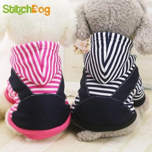 Fashion Pet Dog Terrier Clothes Winter New Warm Dogs Costume Cute Stripe Puppy Hoodie Coat Clothing For Small Dogs