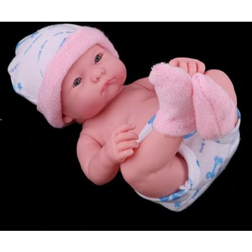 25cm Soft Silicone Simulation Newborn Baby Doll in Pink Clothes Kids Gift