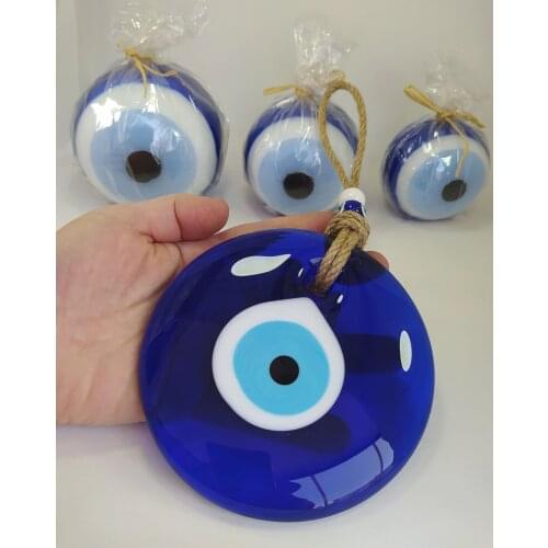 Evil Eye Candle Set 10-8-7 cm with Handmade Glass Bead Evil Eye 12 cm Turkish Nazar Boho Home Decor Protector Goodluck