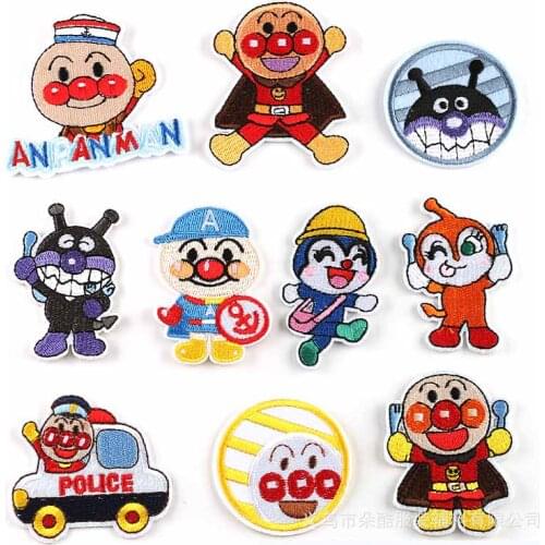 Anpanman Cartoon Iron On Embroidered Clothes Patches For Clothing Stickers Garment Wholesale