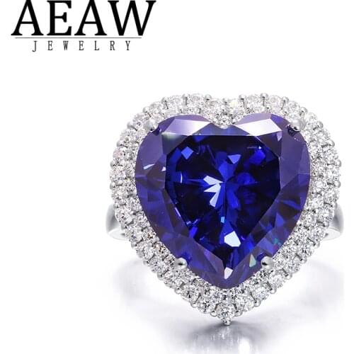 14k White Gold 10.00 carat 14mm Heart Cut Lab Sapphire Side Stone Moissanite8 Engagement Wedding Ring for Women Gift Fine Ring