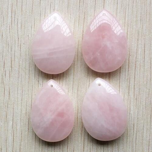 Wholesale 4pcs/lot 2019 New Fashion good quality natural stone pink water drop charms pendants for jewelry making free