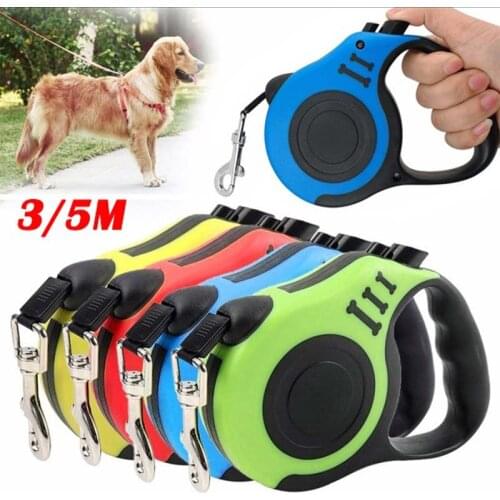 1pcs 3/5M Pet Automatische Intrekbare Leash Lead Uitbreiding Puppy Walking Running Lood Roulette Voor Honden random color
