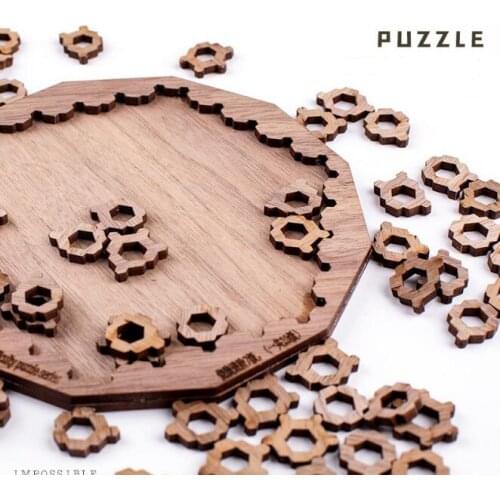 2021 New High Difficulty IQ Educational Wooden Jigsaw Puzzles Logic Brain Teaser Puzzle Game for Adults
