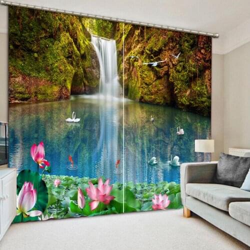 Luxury Blackout 3D Window Curtains For Living Room Bedroom landscape curtains waterfall curtain