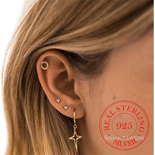 Punk 925 Sterling Silver Cross Drop Earrings For Women Jewelry Fashion Hanging Earring Party Gift