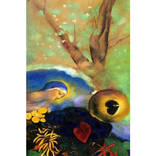 Symbolism Art Famous Canvas Wall Painting Homage to Leonardo da Vinci, 1908 by Odilon Redon Home Decor Oil Painting on Canvas