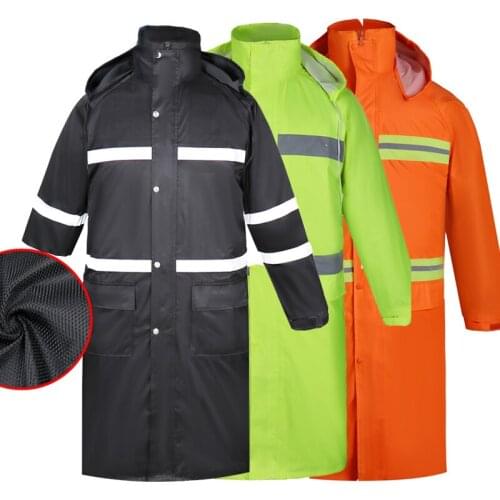 Reflective High Quality Unisex Raincoat Thickened Waterproof Rain Coat Men Black Camping Waterproof Rainwear Long Jacket