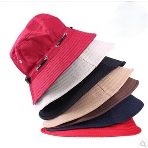 Solid Color Bucket Hat Men Women Summer Panama Cap Outdoor Beach Sun Fishing Fisherman Hat Unisex Flat Top Caps