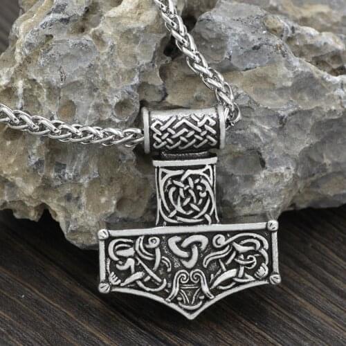 Viking Large Thor Hammer Mjolnir Amulet Pendant Necklace Thors Hammer Pendant Necklace With Gift Bag