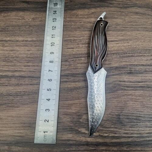 Integrated Damascus Vg10 Steel Sharp Pocket Knife Fixed Blade Knife Outdoor Survival Camping Straight Knife