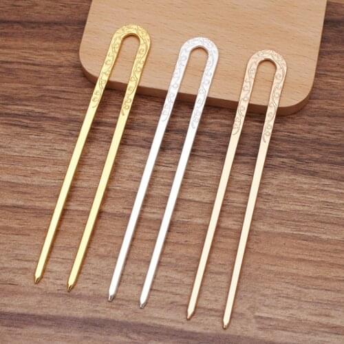 2pcs 17x120mm Carved Flower Hairpins Hair Sticks Hair Pin U-shape Hairpin Needle Headwea Jewelry Findings DIY Accessories