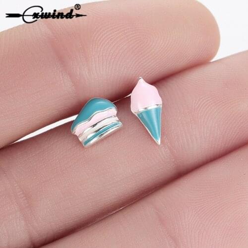 Cxwind Hot Fashion Jewelry Asymmetry Ice Cream Cake Earrings For Women Statement Stud Earrings For Women Bijoux Pendientes Mujer