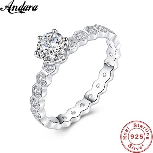 Fashion Personality Ring 925 Sterling Silver Jewelry Simple AAA Zircon Round Women Rings for Wedding Engagement Silver Jewelry