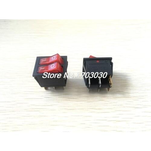 2pcs Double SPDT ON/OFF 2 Position 6 Pins Red Neon Light Boat Rocker Switch