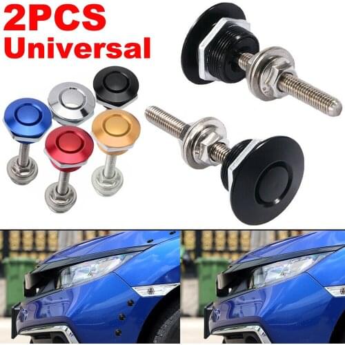 2pcs Universal Aluminum Push Button Billet Quick Release Racing Car Front Bumper Hood Pin Engine Bonnet Lock Latch Clip Body Kit