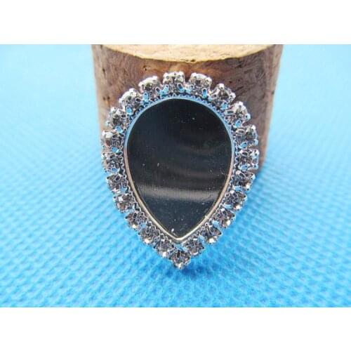 200pcs White Rhinestone Flatback Copper Raindrop Pendant Charm Finding,Base Setting Tray Bezel,fit 13mmx18mm Cabochon Cameo