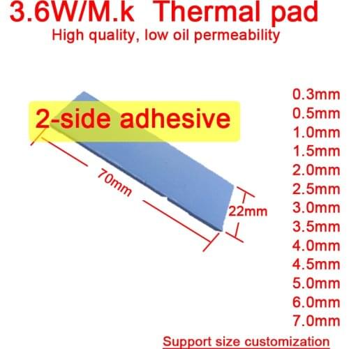 3pcs Thermal Pad 22x70mm Cooling For M.2 SSD Notebook Computer Memory Graphics Chip Cooling Non-Conductive 2-side Adhesive