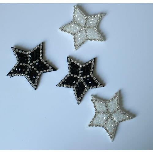 4pc/lot star patches for clothes rhinestone beaded Patches for clothing DIY sew on parches Embroidery appliques