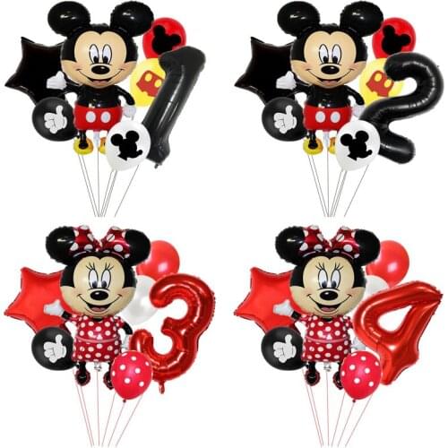 7pcs Disney Mickey Mouse Party Balloons Minnie Balloons 32" Number Balloon Baby Shower Birthday Party Decorations Kids Toy Gifts