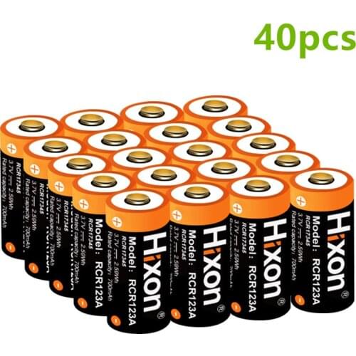 40pcs UL Certified 700mAh 3.7V RCR123A CR123A rechargeable batteries for Netgear Arlo HD Cameras and Reolink