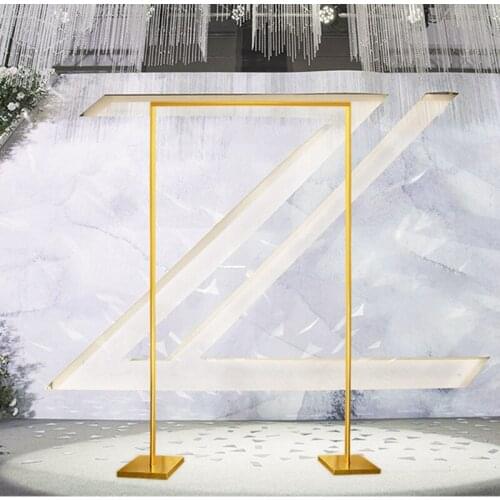 Wedding Arch Square Metal Shiny Gold Plated Arch Backdrop Stand Stage Rectangular Flower Arch Decoration