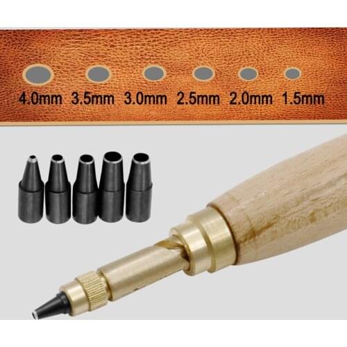1.5mm-4mm Belt Hole Puncher Automatic Leather Punch Tool Long Mute Rotary Punching Puncher Leather Craft Tools Screw Drill Tip