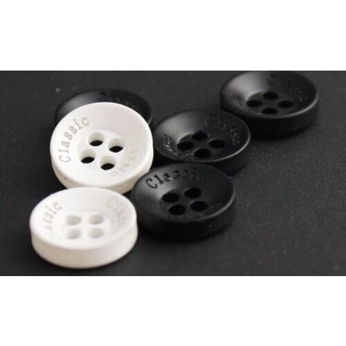 Free shipping 50pcs/lot Shirt button quality resin white black shirt collar cuff small button 11.5mm