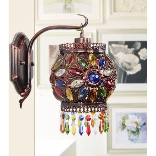 Bohemian wall light Mediterranean coffee bar light crystal bedroom lamp Southeast Asia creative wall lamp Aisle lights LU726248