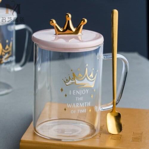 Lovely With A Glass Ins Net Red Maiden Crown With Scoop Water Cup Creative Household Cup Clear Milk Carton Water Bottle
