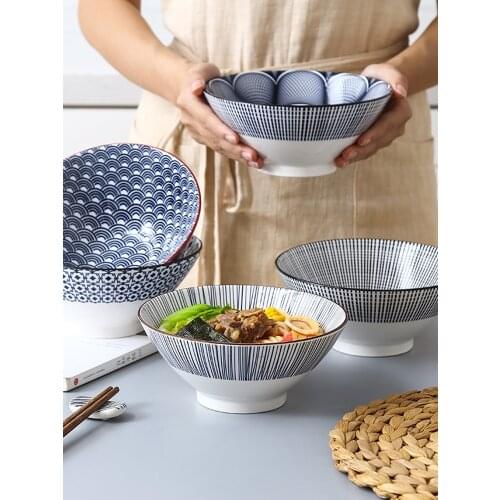 Household Ceramic Ramen Bowl Instant Noodle Bowl Rain-Hat Shaped Bowl Large Special Offer Northern European Soup Bowl Tableware